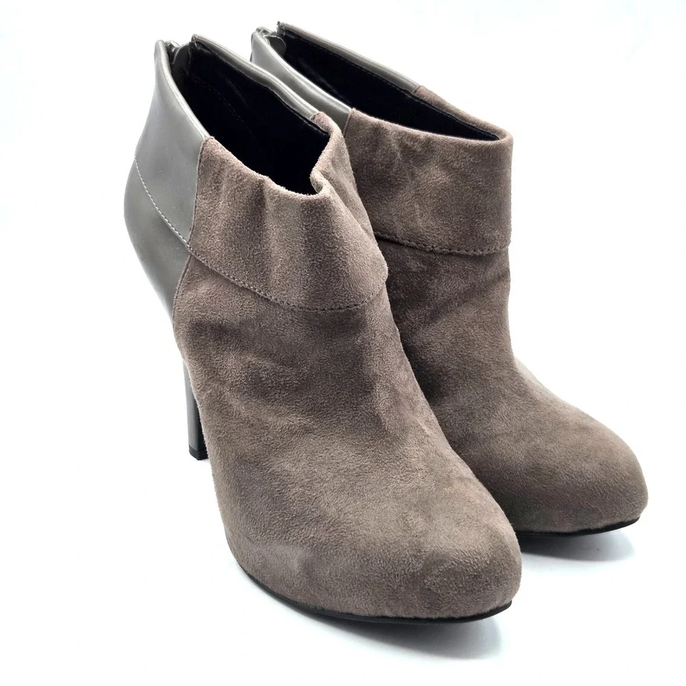 Jessica Simpson Audriana Gray Suede Stiletto Ankle Booties Boots Back‎ Zipper 8M